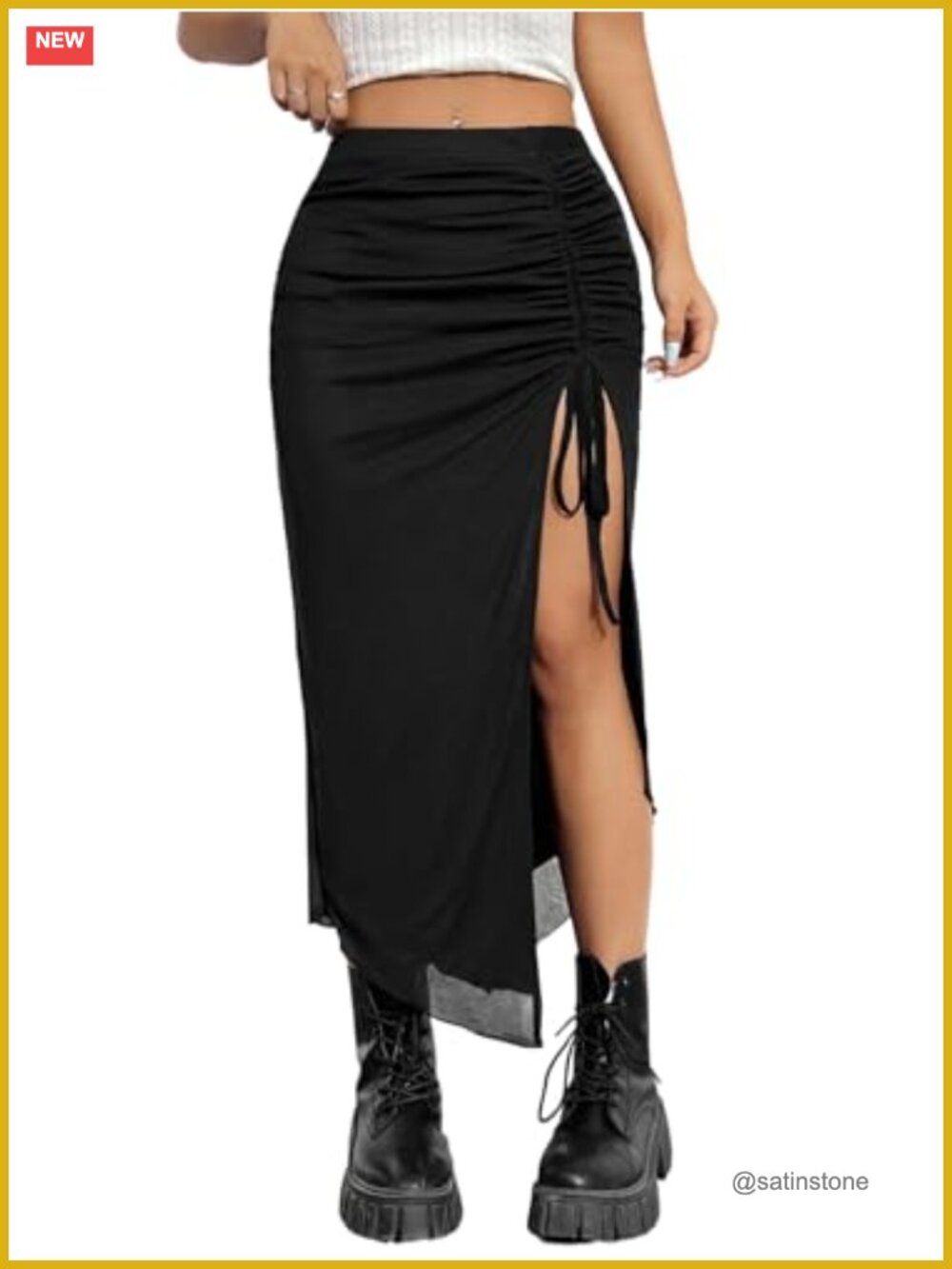 High Slit Asymmetrical Mesh High Waisted Long Skirt